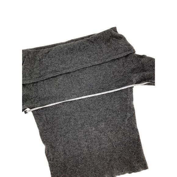 Alice + Olivia Gray Off-Shoulder Cashmere Sweater Womens S preppy classic soft - Picture 11 of 13